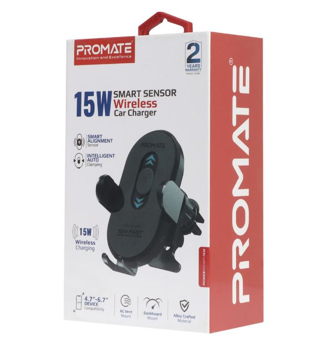 تصویر  هولدر و شارژر وایرلس گوشی موبایل پرومیت مدل PowerMount 15W