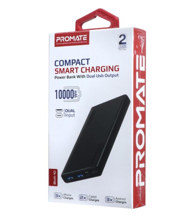 تصویر  پاوربانک پرومیت 10W مدل Bolt-10 ظرفیت 10000 میلی آمپر ساعت