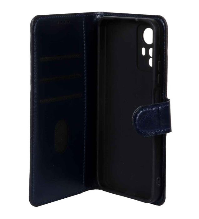 تصویر  کیف موبایل چرمی مگنتی محافظ لنزدار شیائومی Redmi Note 12S - سرمه ای