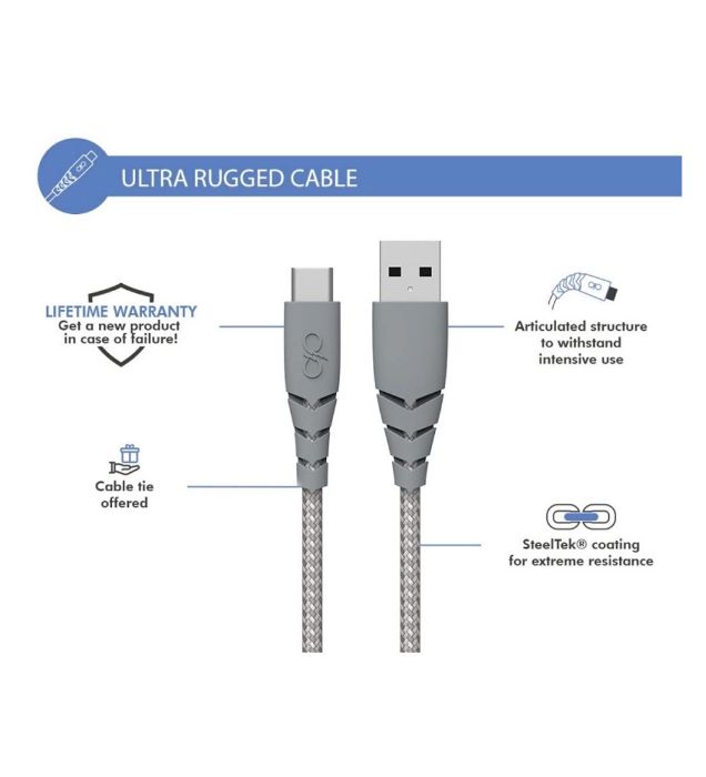 تصویر  کابل 1.2 متری USB به USB-C فورس مدل FPCBLAC1.2MG Ultra-reinforced