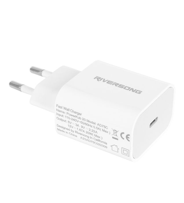 تصویر  شارژر دیواری فست و PD تک پورت تایپ سی ریورسانگ مدل PowerKub 20 AD75C 20W
