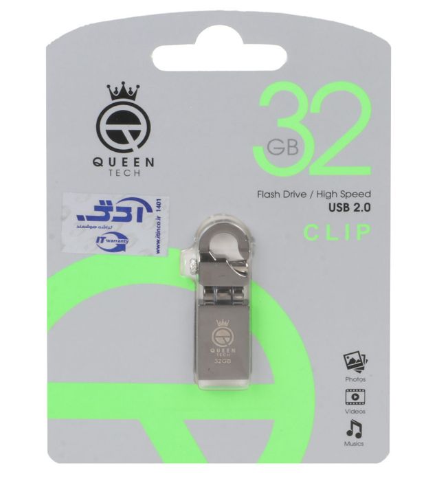 تصویر  فلش مموری کوئین مدل Clip USB2.0 ظرفیت 32 گیگابایت