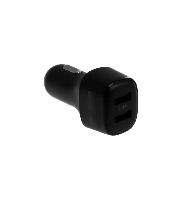 تصویر  شارژر فندکی فست دو پورت گرین لاین مدل GNCC24IP6BK 12W به همراه کابل شارژ آیفون