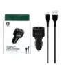 تصویر  شارژر فندکی فست دو پورت گرین لاین مدل GNCC24IP6BK 12W به همراه کابل شارژ آیفون