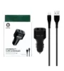 تصویر  شارژر فندکی فست دو پورت گرین لاین مدل GNCC24MCRBK 12W به همراه کابل شارژ اندروید