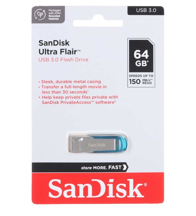 تصویر  فلش مموری سن دیسک مدل Ultra Flair USB 3.0 ظرفیت 64 گیگابایت