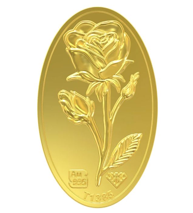 تصویر  شمش طلا 24 عیار 5 گرمی طلای محمد مدل گل رز کد 500