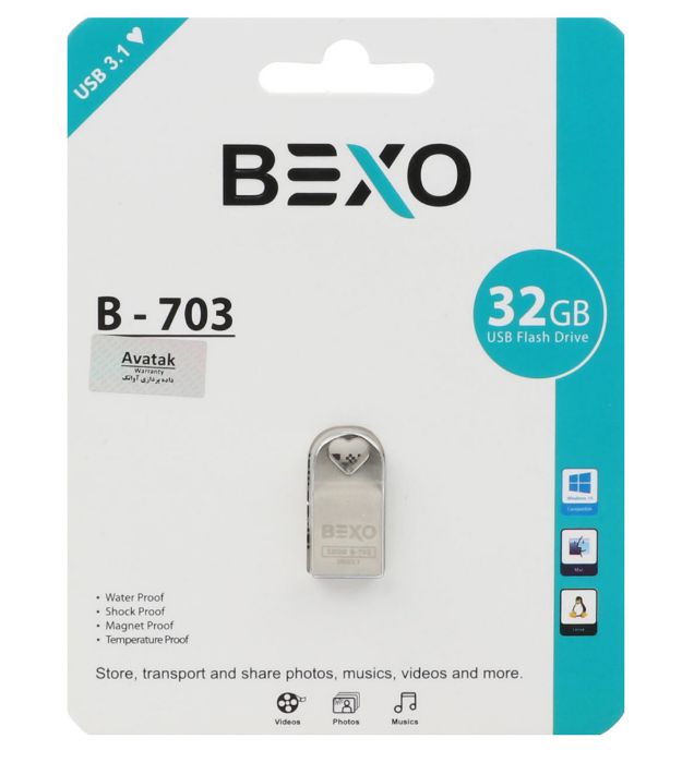 تصویر  فلش مموری بکسو مدل B-703 USB 3.1 ظرفیت 32 گیگابایت