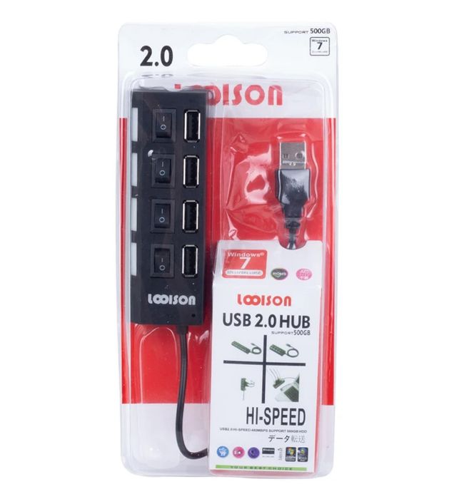 تصویر  هاب 4 پورت USB 2.0 لویی سان مدل HI-SPEED