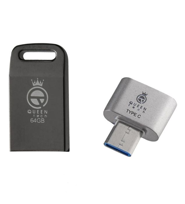 تصویر  فلش مموری کوئین تک مدل UNIQUE C-PLUS به همراه مبدل USB-C OTG ظرفیت 64 گیگابایت