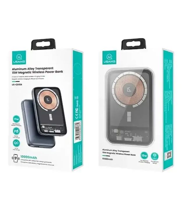 تصویر  پاوربانک 15W یوسامس مدل US-CD184 ظرفیت 10000 میلی آمپر ساعت