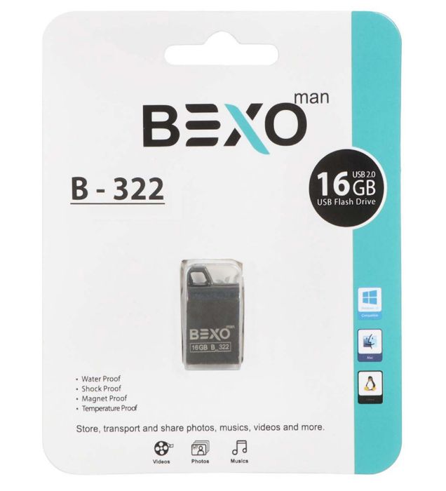 تصویر  فلش مموری بکسو مدل B-322 USB2.0 ظرفیت 16 گیگابایت