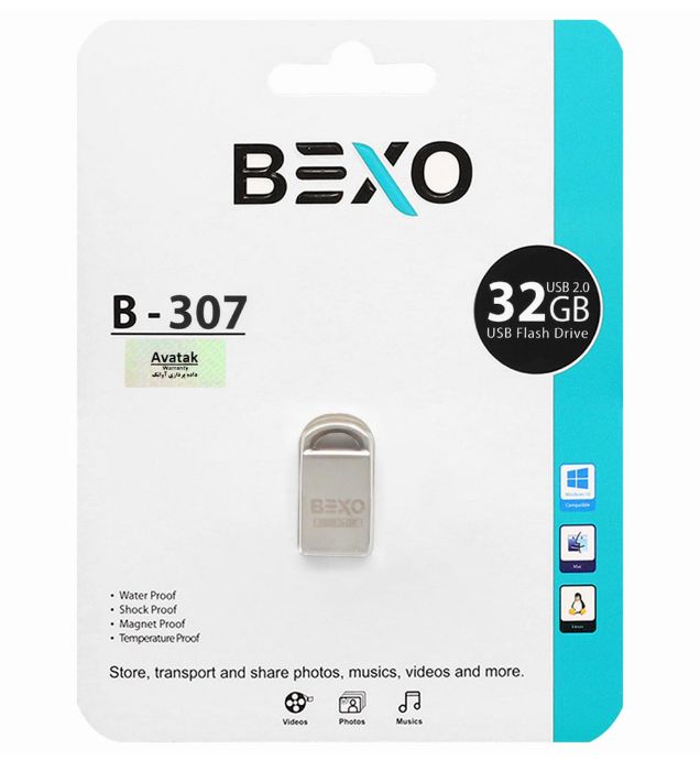 تصویر  فلش مموری بکسو مدل B-307 USB 2.0 ظرفیت 32 گیگابایت