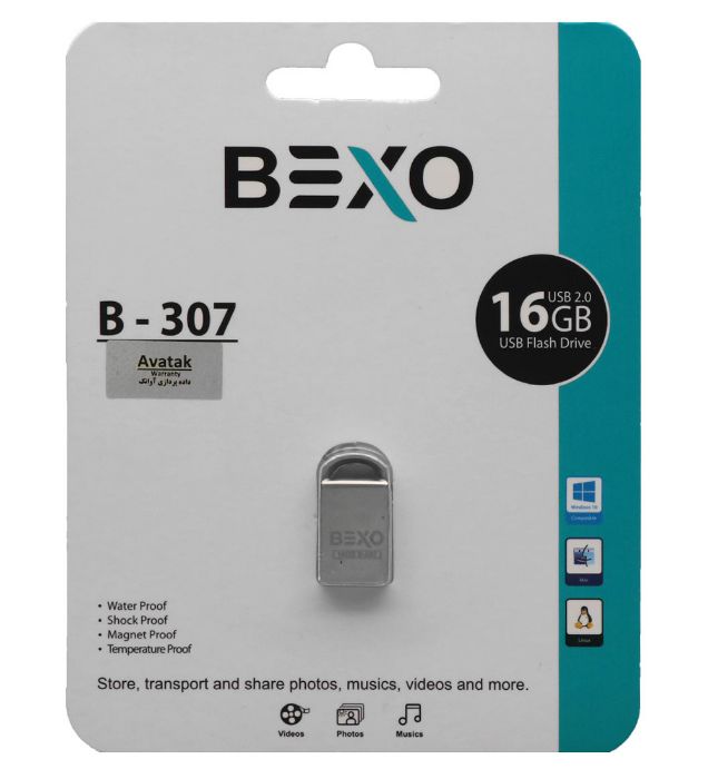 تصویر  فلش مموری بکسو مدل B-307 USB 2.0 ظرفیت 16 گیگابایت