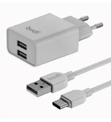 تصویر  شارژر دیواری بودی 12 وات مدل AC356ETW با خروجی USB به همراه کابل USB به USB-C