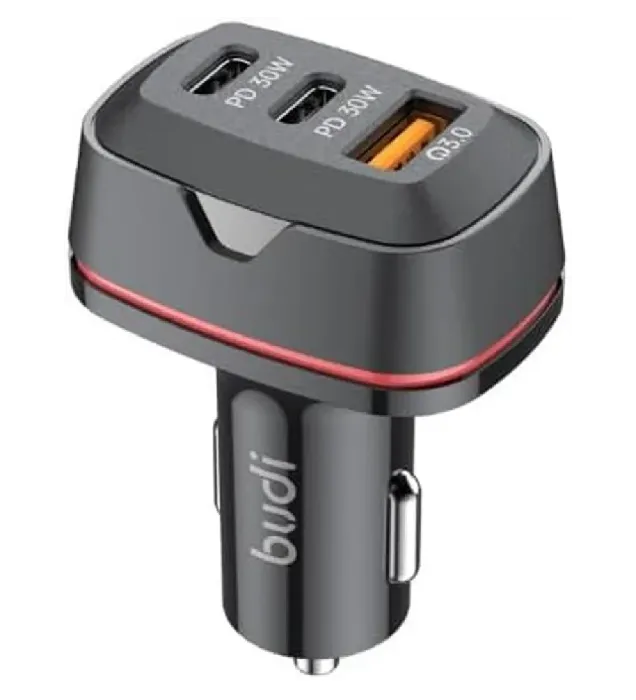 تصویر  شارژر فندکی بودی 60 وات مدل CC616RB با خروجی USB و USB-C