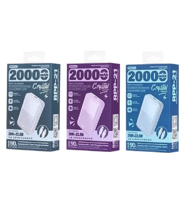تصویر  پاوربانک ریمکس مدل RPP-21 ظرفیت 20000 میلی‌آمپر ساعت