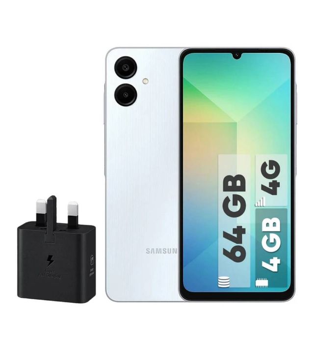 تصویر  گوشی موبایل سامسونگ مدل گلکسی A06 4G ظرفیت 64 گیگابایت رم 4 گیگابایت به همراه شارژر 25 وات سامسونگ