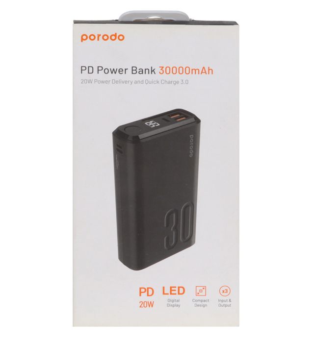 تصویر  پاوربانک پرودو 20W مدل PD-3094 ظرفیت 30000 میلی آمپر ساعت