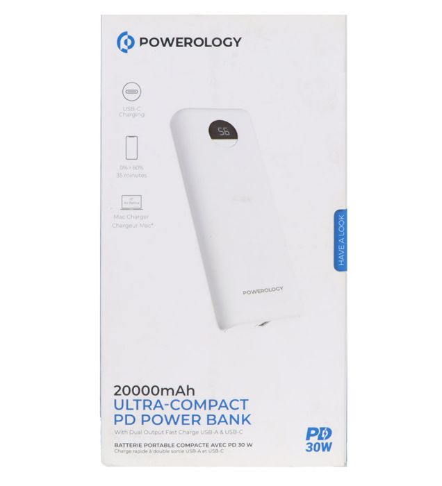 تصویر  پاوربانک 30W پاورلوژی مدل PPBCHA05 ظرفیت 20000 میلی آمپر ساعت