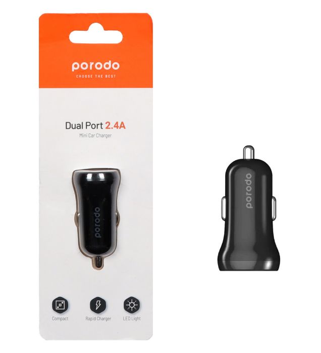 تصویر  شارژر فندکی 12W فست دو پورت پرودو مدل PD-383
