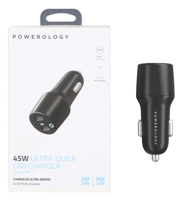 تصویر  شارژر فندکی 45W فست و PD دو پورت پاورلوژی مدل PCCSR006