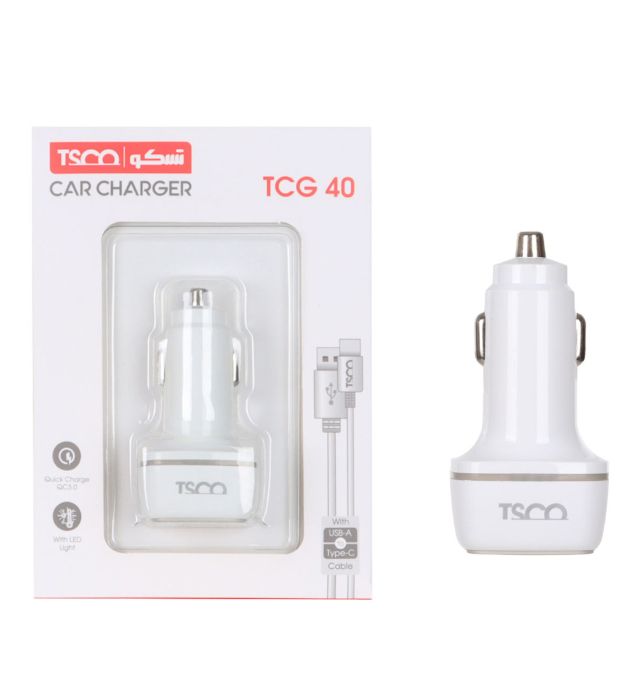 تصویر  شارژر فندکی تسکو مدل TCG 40 توان 30 وات به همراه کابل شارژ یو اس بی به تایپ سی