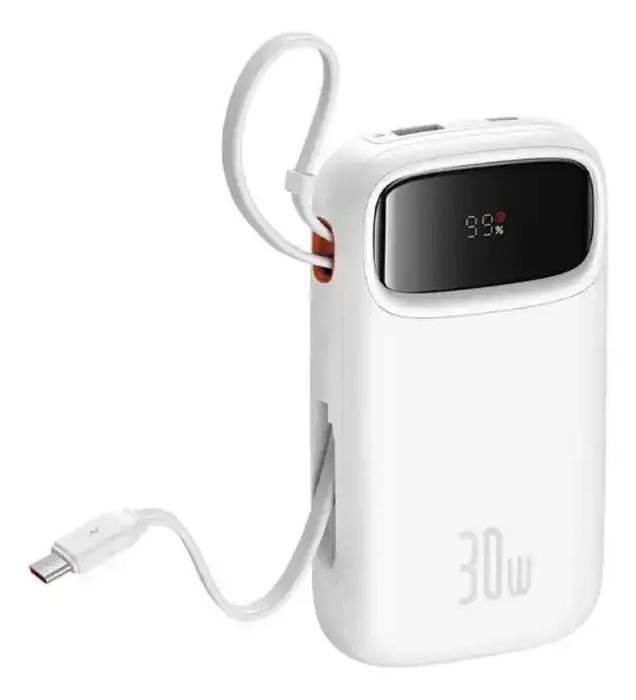 تصویر  پاوربانک 30W باسئوس مدل Qpow2 DualCable ظرفیت 10000 میلی آمپر ساعت