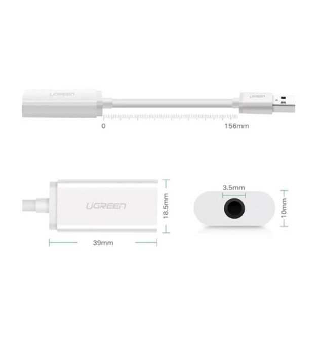 تصویر  مبدل USB به جک 3.5 میلی متری صدا یوگرین US206 مدل 30712