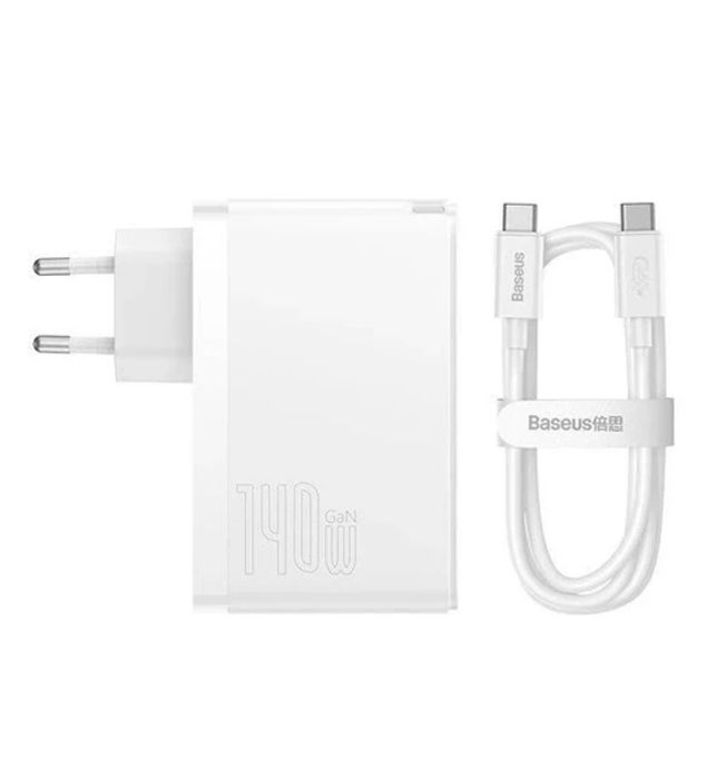 تصویر  شارژر دیواری 140وات باسئوس مدل GaN5 Pro Fast Charger 2C+U 140W EU CCGP10020 همراه با کابل تایپ سی به تایپ سی