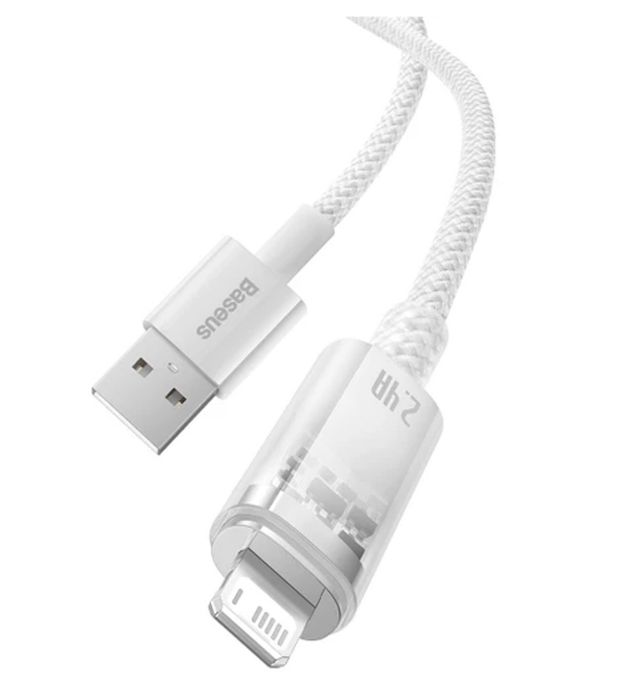 تصویر  کابل شارژ فست یو اس بی به لایتنینگ باسئوس مدل Explorer Series Fast Charging Cable With Smart Temperature Control 2.4A طول 1 متر