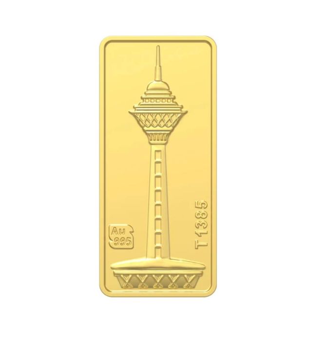 تصویر  شمش طلا 24 عیار 0.9 گرمی طلای محمد مدل برج میلاد 999.999