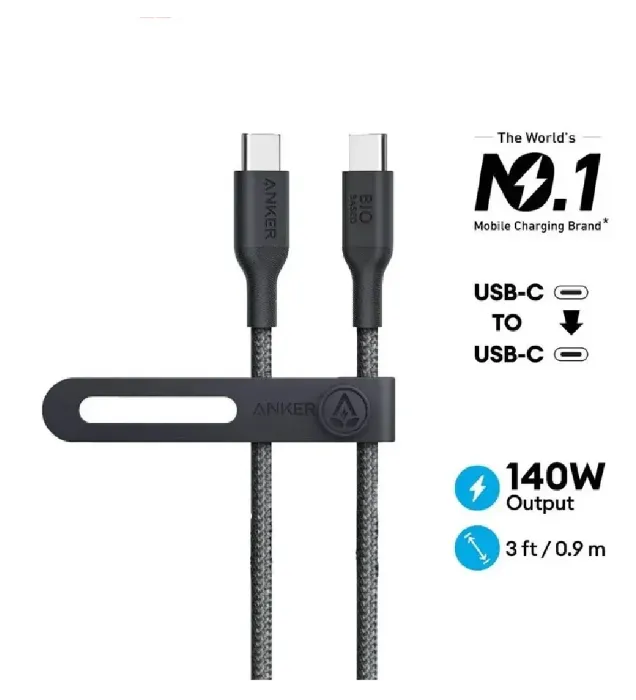 تصویر  کابل شارژ USB-C به USB-C انکر مدل A80F5H11 طول 0.9 متر
