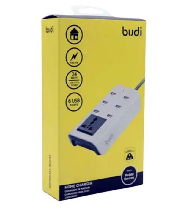 تصویر  شارژر دیواری بودی 24 وات 6 پورت مدل AC302UW به همراه کابل 1.5 متری