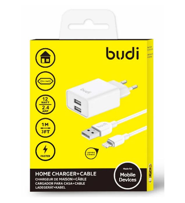 تصویر  شارژر دیواری 12W بودی مدل AC356ELW به همراه کابل USB به Lightning