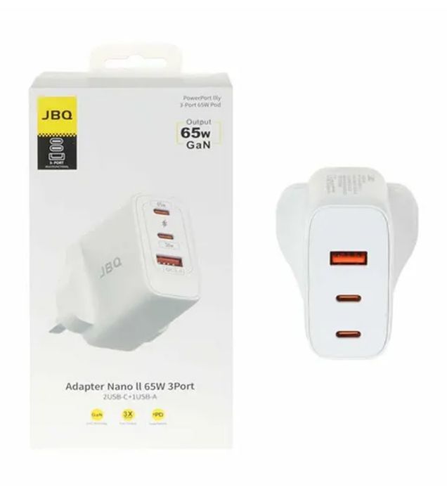 تصویر  شارژر دیواری جی بی کیو سه پین 65 وات مدل WC-607