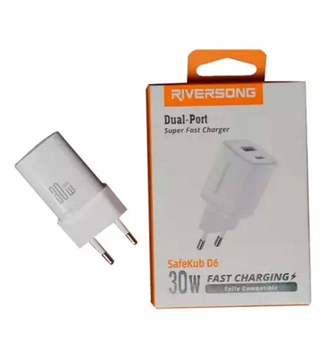 تصویر  شارژر دیواری 30 وات ریورسانگ مدل Safekub D6 AD28