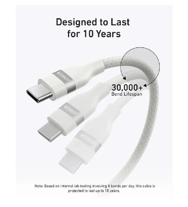 تصویر  کابل تبدیل USB-C به USB-C انکر مدل A82E2 طول 0.9 متر