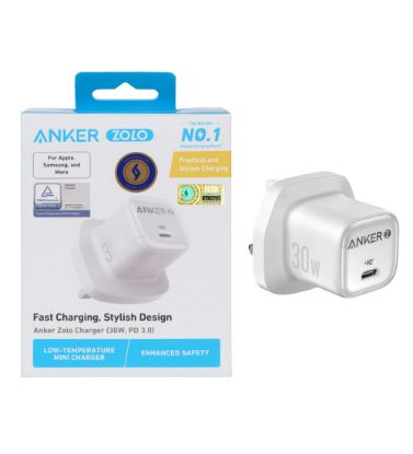 تصویر  شارژر دیواری انکر PD و فست تک پورت 30 وات مدل A2698K21 30W