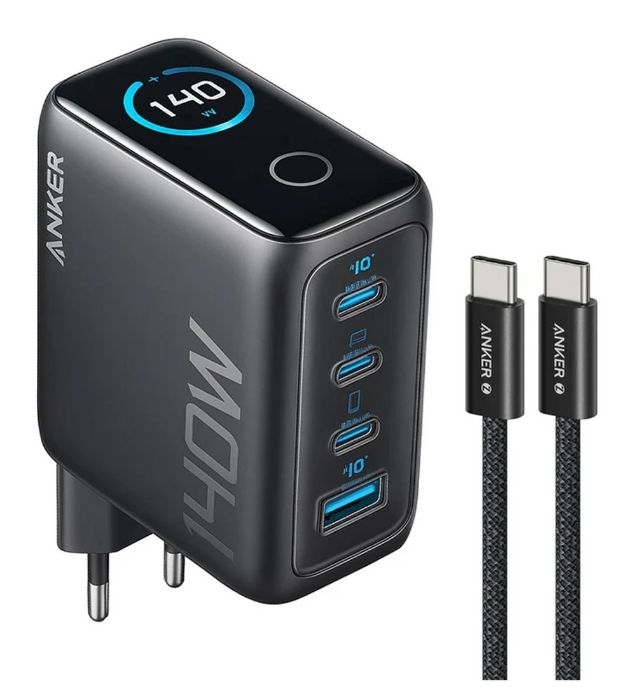 تصویر  شارژر دیواری انکر 140 وات مدل A2697 به همراه کابل USB-C به طول 1.5 متر