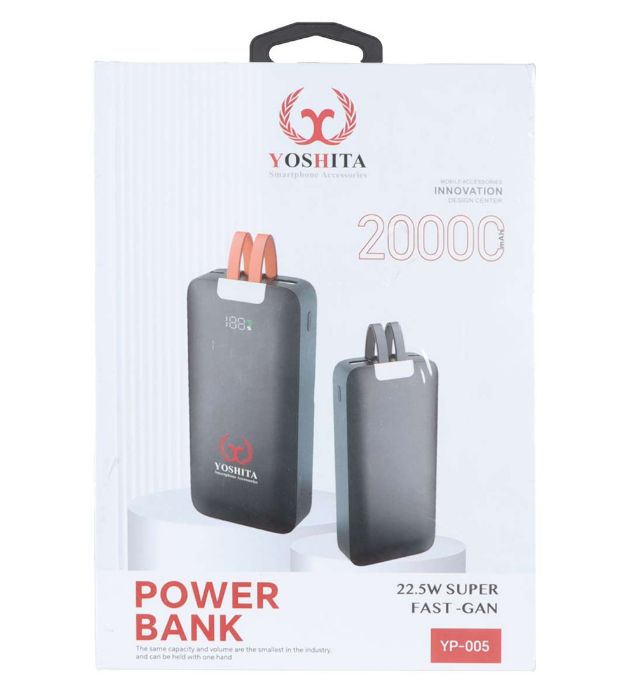 تصویر  پاوربانک 22.5W یوشیتا مدل YP-005 ظرفیت 20000 میلی آمپر ساعت