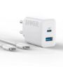 تصویر  شارژر دیواری 20W فست و PD دو پورت انکر مدل B2348G21 به همراه کابل شارژ USB-C به USB-C