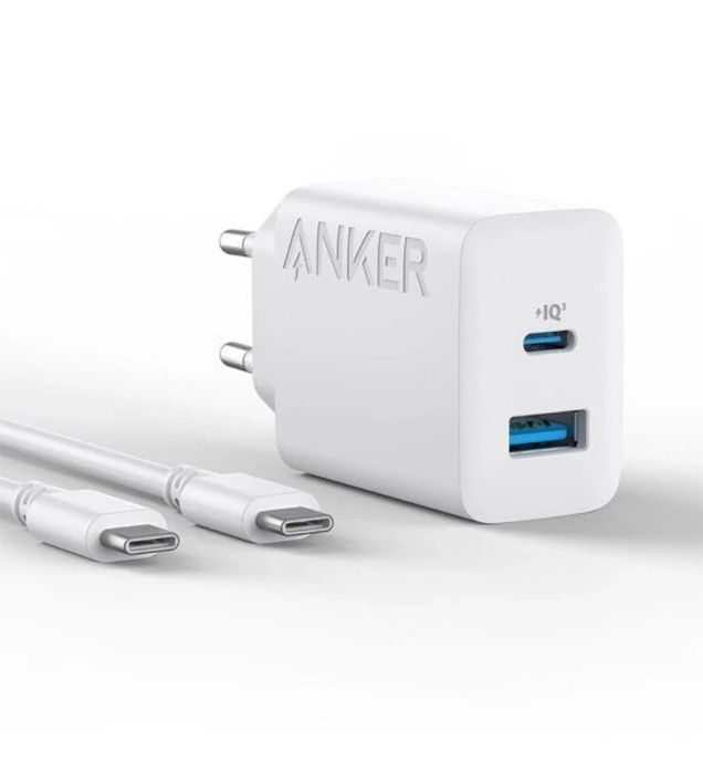 تصویر  شارژر دیواری 20W فست و PD دو پورت انکر مدل B2348G21 به همراه کابل شارژ USB-C به USB-C
