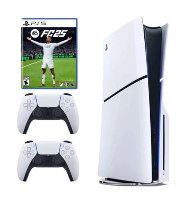 تصویر  پلی استیشن 5 اسلیم استاندارد دیسک خور ریجن اروپا 2016 به همراه یک دسته اضافه و بازی EA Sports FC 25 ظرفیت 1 ترابایت