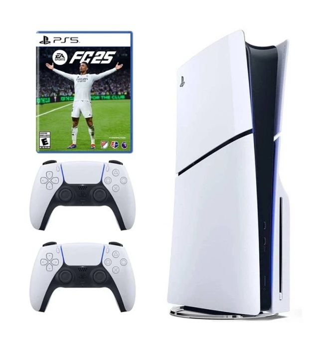 تصویر  پلی استیشن 5 اسلیم استاندارد دیسک خور ریجن اروپا 2016 به همراه یک دسته اضافه و بازی EA Sports FC 25 ظرفیت 1 ترابایت