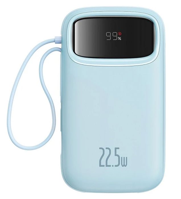 تصویر  پاوربانک 22.5W باسئوس مدل Qpow2 DualCable ظرفیت 10000 میلی آمپر ساعت