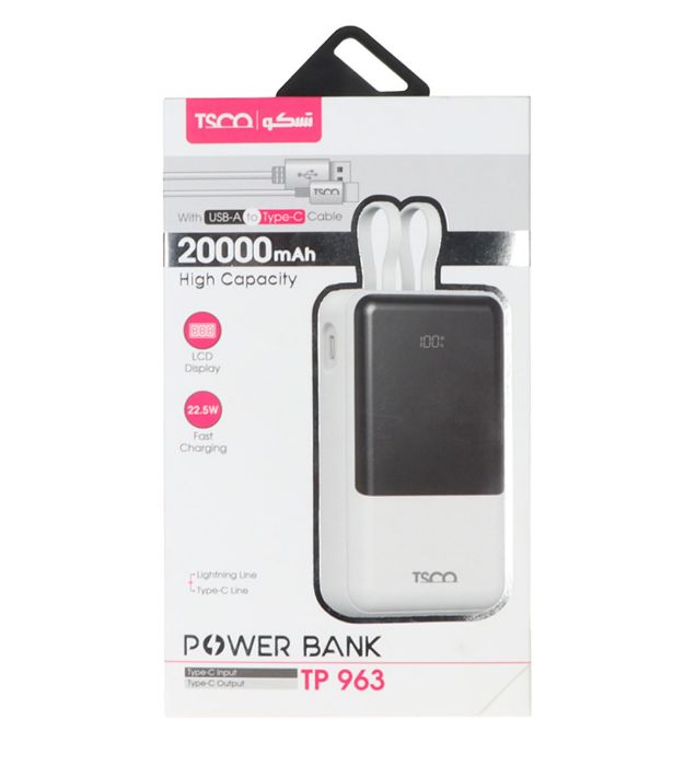 تصویر  پاوربانک 22.5W تسکو مدل TP 963 ظرفیت 20000 میلی آمپر ساعت