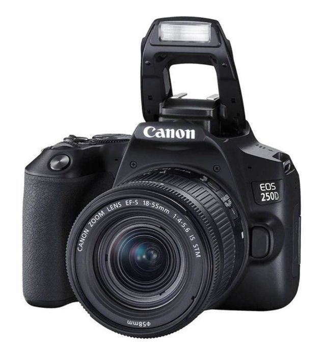 تصویر  دوربین عکاسی کانن مدل EOS 250D با لنز IS STM 18-55 میلی متری