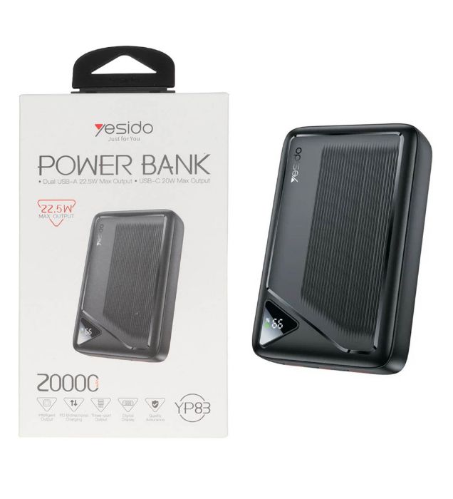 تصویر  پاوربانک 22.5W یسیدو مدل YP83 ظرفیت 20000 میلی آمپر ساعت