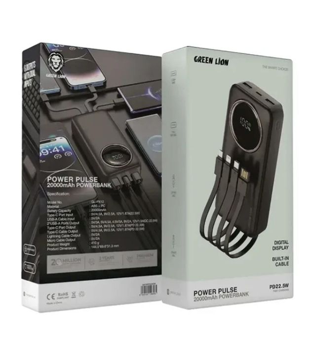 تصویر  پاوربانک 22.5W گرین لاین مدل Power Pulse ظرفیت 20000 میلی آمپر ساعت